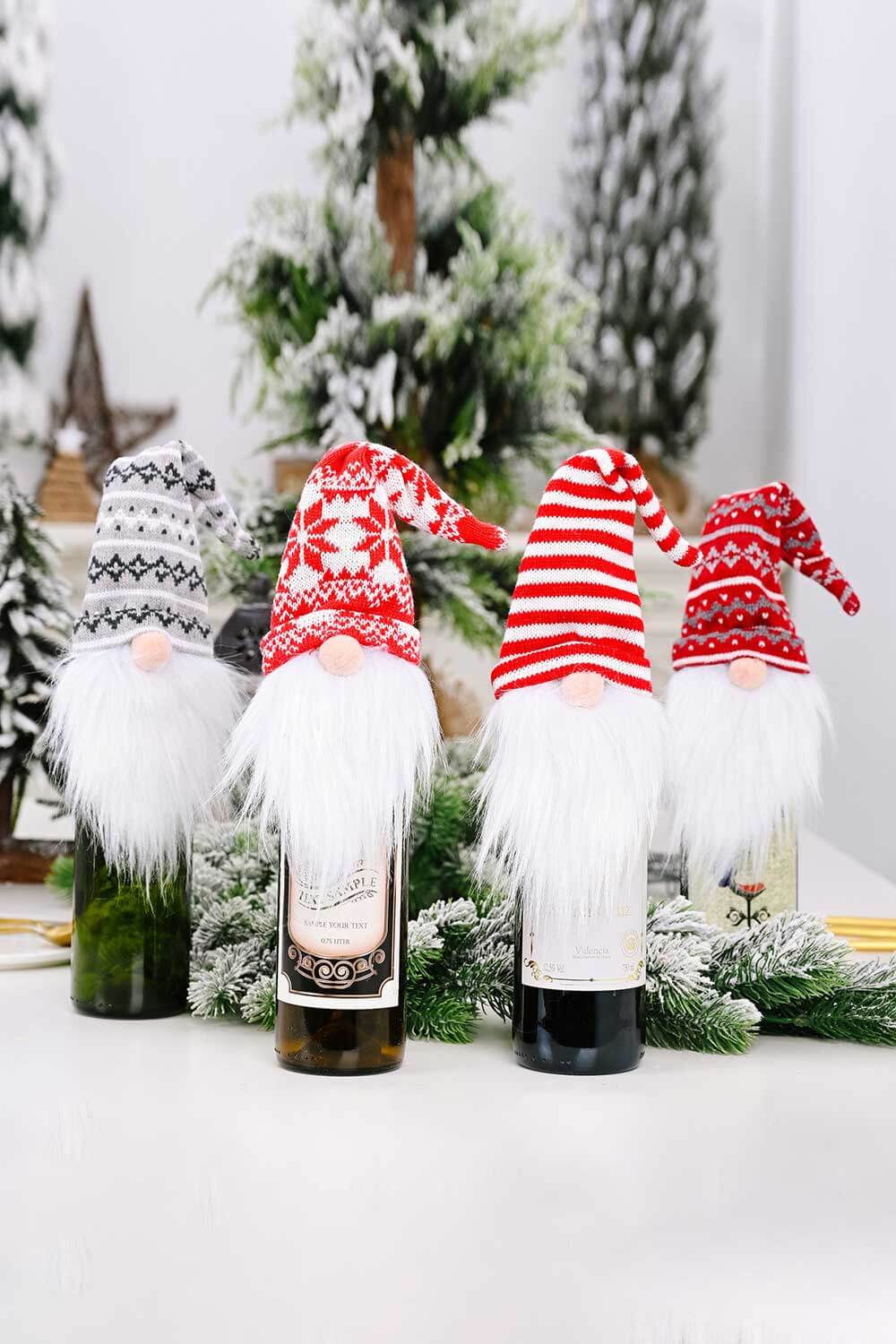 4-Pack Christmas Faceless Gnome Wine Bottle Covers (Don't forget a gift for friends at check out!)