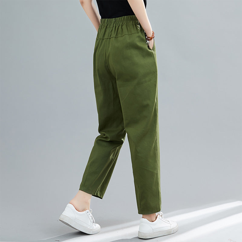 Casual cotton and linen pants with comfort waist banks