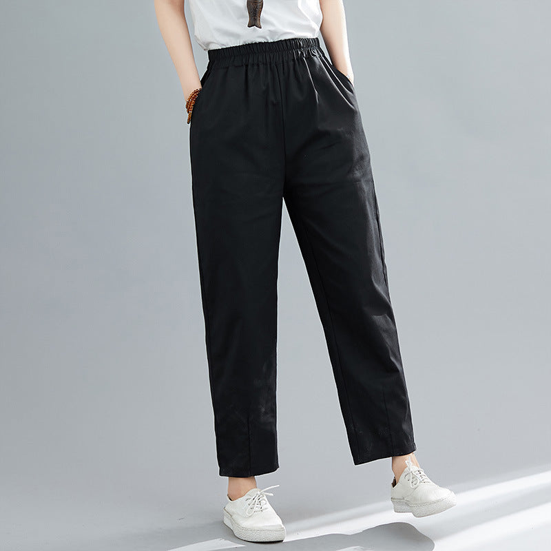 Casual cotton and linen pants with comfort waist banks