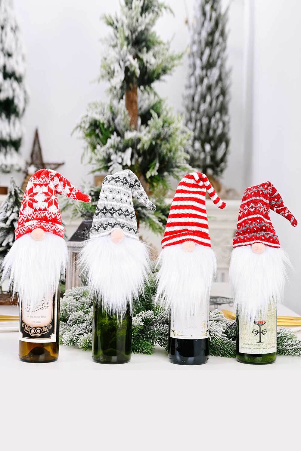 4-Pack Christmas Faceless Gnome Wine Bottle Covers (Don't forget a gift for friends at check out!)