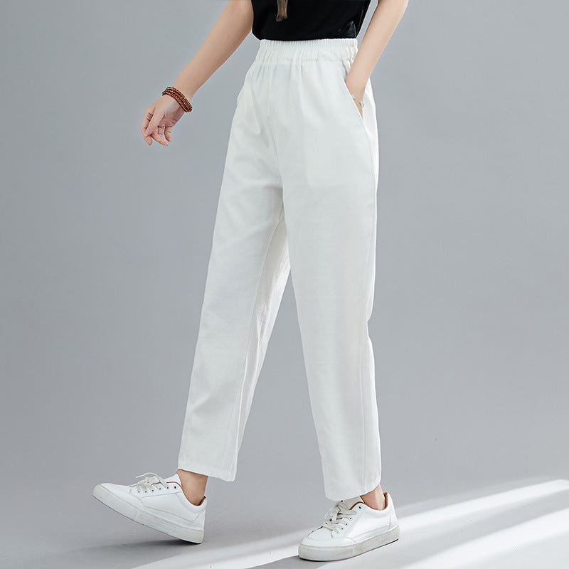 Casual cotton and linen pants with comfort waist banks