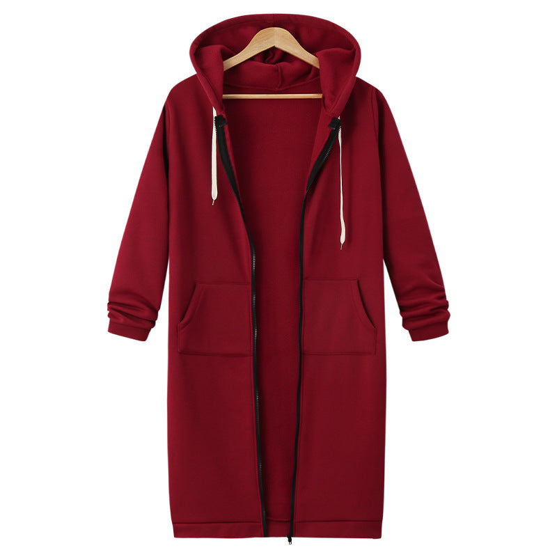 Hooded Long Sleeve Sweater Fleece Long Jacket