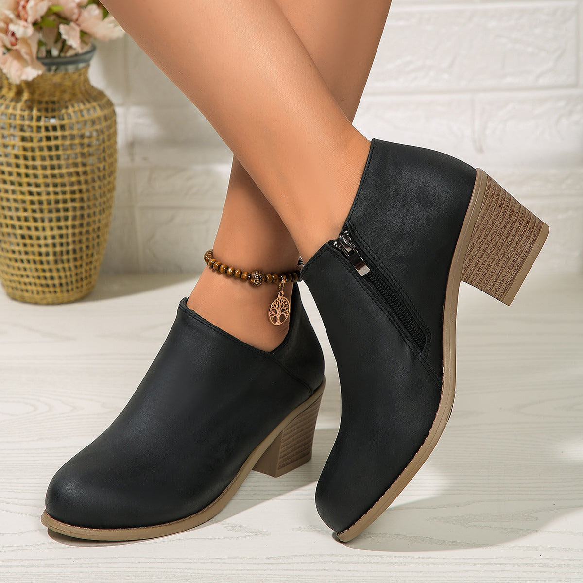 Ankle Boots With Side Zipper Fashion Fall Winter Short Boots For Women