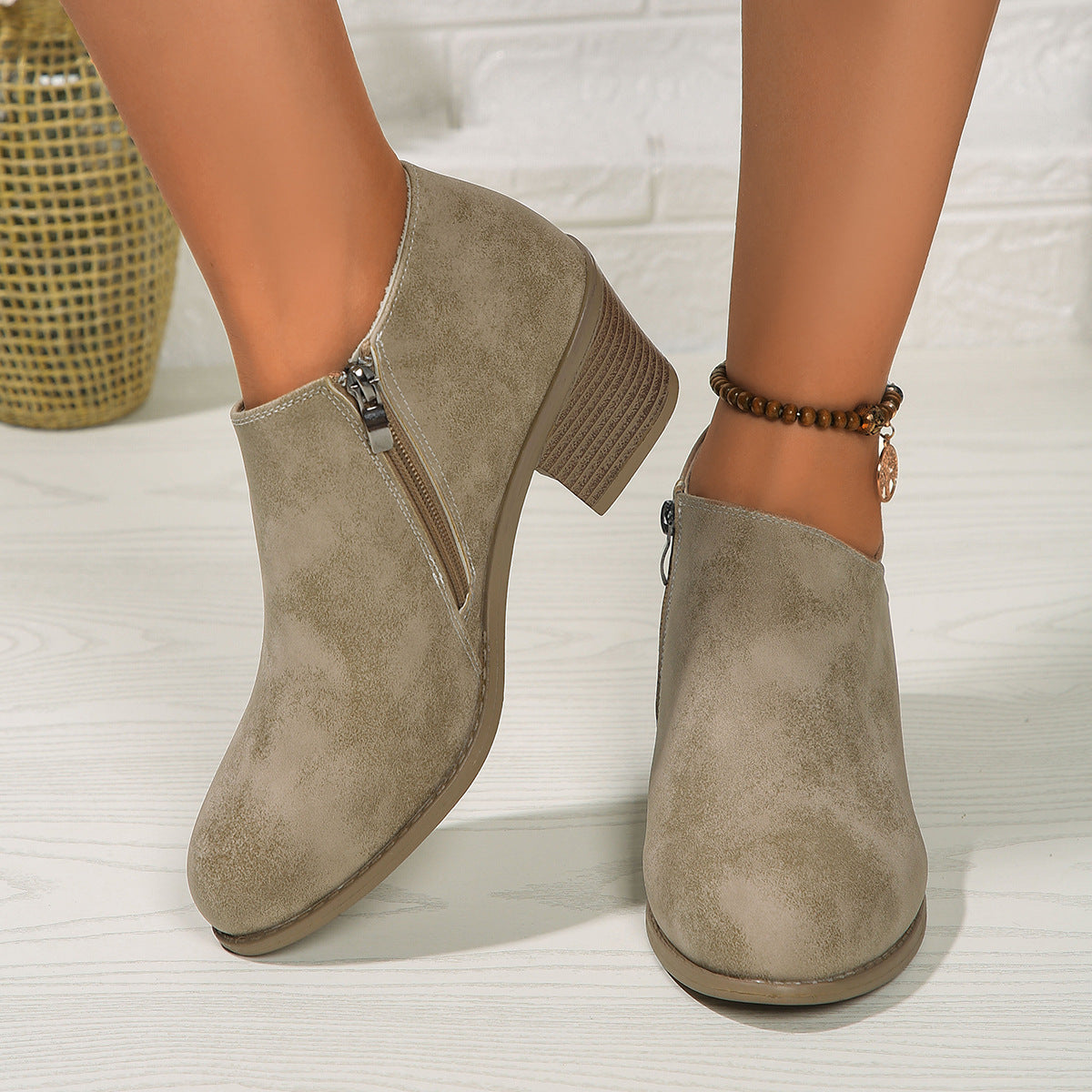 Ankle Boots With Side Zipper Fashion Fall Winter Short Boots For Women