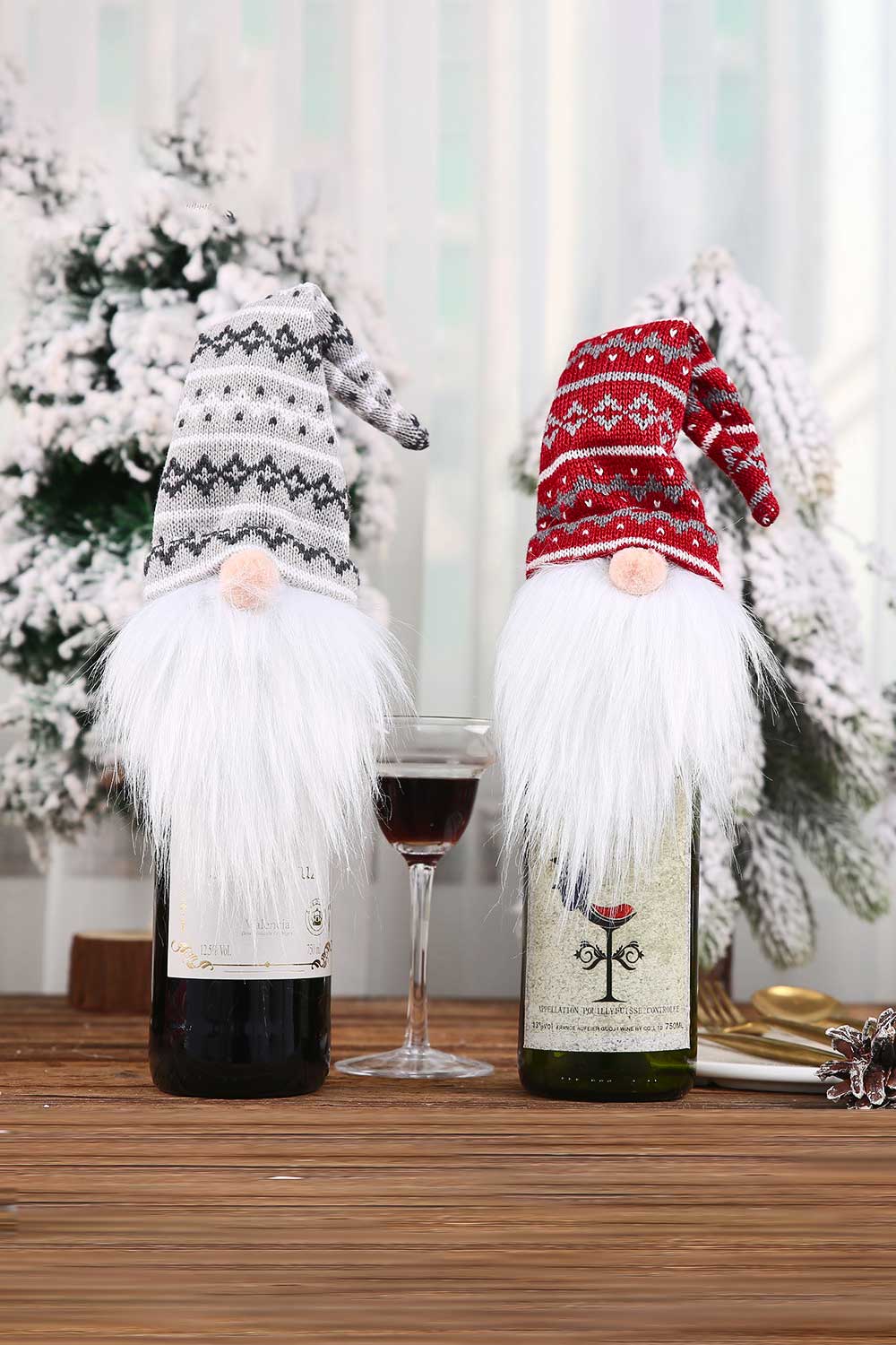 4-Pack Christmas Faceless Gnome Wine Bottle Covers (Don't forget a gift for friends at check out!)