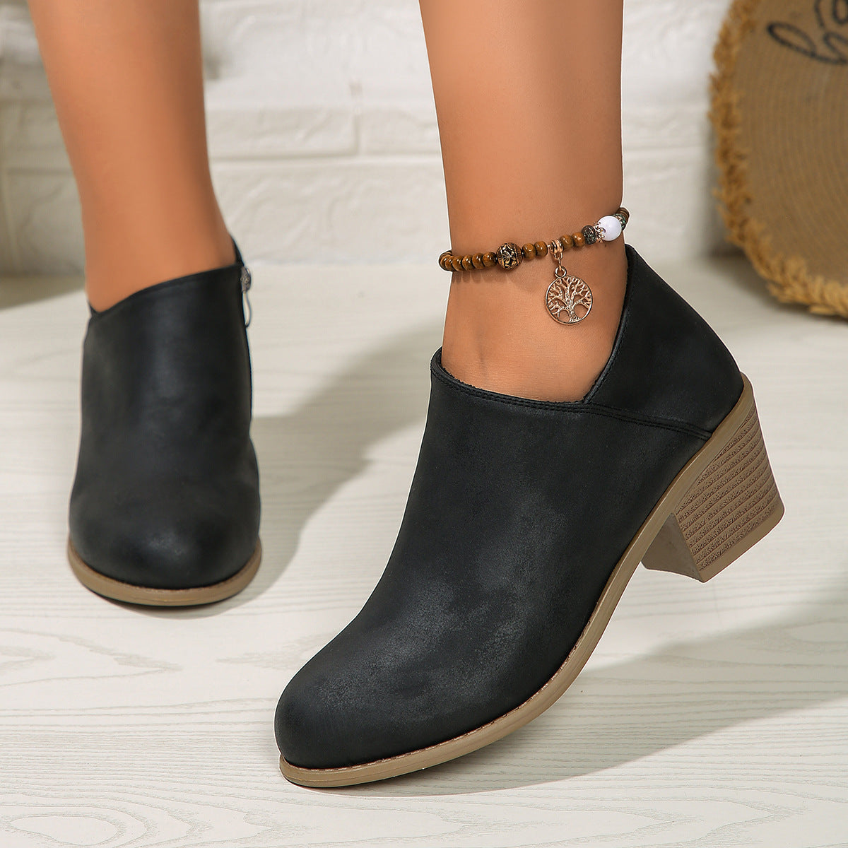 Ankle Boots With Side Zipper Fashion Fall Winter Short Boots For Women