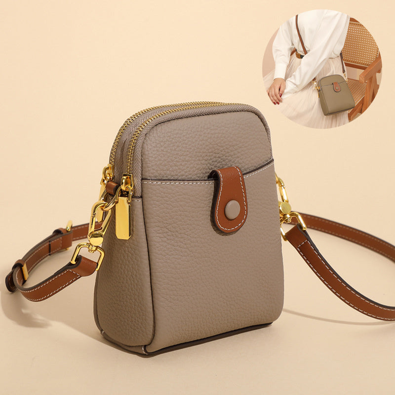 Lychee Pattern Mobile Phone Bag Small High Quality Leather Crossbody Bags For Women